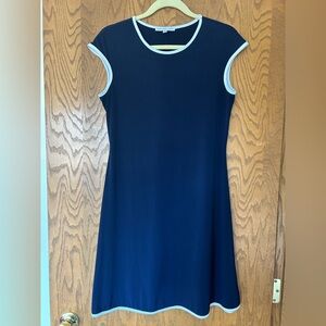 Annalee + Hope Navy Blue Cap Sleeve Dress with White Trim
